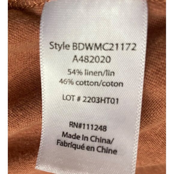 size M Barefoot Dreams Malibu clay/rust V-Neck Linen Cotton tee Short-Sleeve Top - Picture 6 of 6